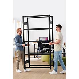 Steckregal ORDO Business, Grundregal, modular, 5 Fachböden, Fachlast 185 kg, Feldlast 1200 kg, B 1360 x T 535 x H 2000 mm, Stahl, schwarz