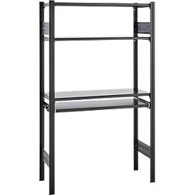 Steckregal ORDO Home, Grundregal, 3 Fachböden, multifunktional, mobil, B 1060 x T 435 x H 1750 mm, tiefschwarz matt RAL 9005