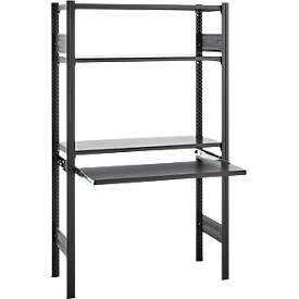 Steckregal ORDO Home, Grundregal, 3 Fachböden, multifunktional, mobil, B 1060 x T 435 x H 1750 mm, tiefschwarz matt RAL 9005