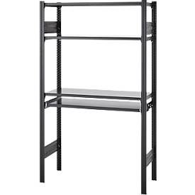 Steckregal ORDO Home, Grundregal, 3 Fachböden, multifunktional, mobil, B 1060 x T 435 x H 1750 mm, tiefschwarz matt RAL 9005