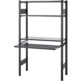 Steckregal ORDO Home, Grundregal, 3 Fachböden, multifunktional, mobil, B 1060 x T 435 x H 1750 mm, tiefschwarz matt RAL 9005