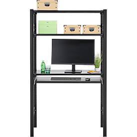 Steckregal ORDO Home, Grundregal, 3 Fachböden, multifunktional, mobil, B 1060 x T 435 x H 1750 mm, tiefschwarz matt RAL 9005