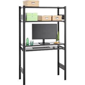 Steckregal ORDO Home, Grundregal, 3 Fachböden, multifunktional, mobil, B 1060 x T 435 x H 1750 mm, tiefschwarz matt RAL 9005