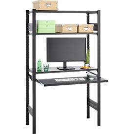 Steckregal ORDO Home, Grundregal, 3 Fachböden, multifunktional, mobil, B 1060 x T 435 x H 1750 mm, tiefschwarz matt RAL 9005