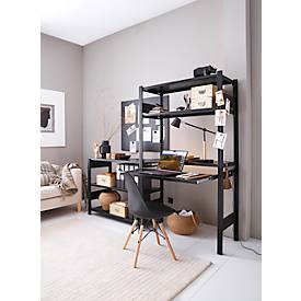 Steckregal ORDO Home, Grundregal, 3 Fachböden, multifunktional, mobil, B 1060 x T 435 x H 1750 mm, tiefschwarz matt RAL 9005