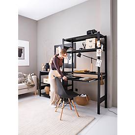 Steckregal ORDO Home, Grundregal, 3 Fachböden, multifunktional, mobil, B 1060 x T 435 x H 1750 mm, tiefschwarz matt RAL 9005