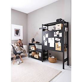 Steckregal ORDO Home, Grundregal, 3 Fachböden, multifunktional, mobil, B 1060 x T 435 x H 1750 mm, tiefschwarz matt RAL 9005