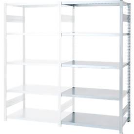 Steckregal ORDO Industry, Anbauregal, modular, 5 Fachböden, Fachlast 185 kg, Feldlast 1200 kg, B 1310 x T 835 x H 2000 mm, Stahl verzinkt