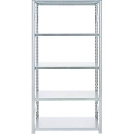 Steckregal ORDO Industry, Grundregal, modular, 5 Fachböden, Fachlast 140 kg, Feldlast 1200 kg, B 810 x T 435 x H 2000 mm, Stahl verzinkt