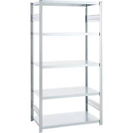 Steckregal ORDO Industry, Grundregal, modular, 5 Fachböden, Fachlast 185 kg, Feldlast 1200 kg, B 1360 x T 835 x H 2000 mm, Stahl verzinkt