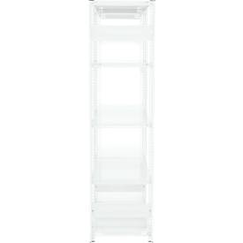 Steckregal ORDO Professional, Anbauregal, modular, 5 Fachböden, Fachlast 140 kg, Feldlast 1000 kg, B 1010 x T 635 x H 2500 mm, Stahl, verkehrsweiß RAL 9016