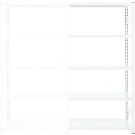 Steckregal ORDO Professional, Anbauregal, modular, 5 Fachböden, Fachlast 140 kg, Feldlast 1200 kg, B 1010 x T 835 x H 2000 mm, Stahl, verkehrsweiß RAL 9016