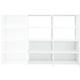 Steckregal ORDO Professional, Anbauregal, modular, 5 Fachböden, Fachlast 185 kg, Feldlast 1200 kg, B 1310 x T 635 x H 2000 mm, Stahl, verkehrsweiß RAL 9016