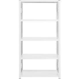 Steckregal ORDO Professional, Grundregal, modular, 5 Fachböden, Fachlast 140 kg, Feldlast 1200 kg, B 810 x T 435 x H 2000 mm, Stahl, verkehrsweiß RAL 9016
