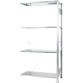 Steckregal Schulte green, Anbauregal, erweiterbar, 4 Fachböden, B 1000 x T 600 x H 2000 mm, Stahl, verzinkt