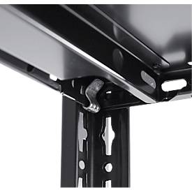 Steckregal Schulte Lagertechnik MULTIplus 150, Grundregal mit Längenriegel, 5 höhenverstellbare Fachböden, bis 1300 kg, B 1000 x T 500 x H 2000 mm Stahl, schwarz