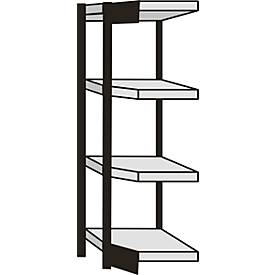 Steckregal Stora 100, Eck-Regalfeld, 4 Böden, B 370 mm + Tiefe