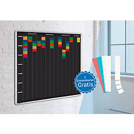 Stecktafel Ultradex Planrecord, Wandmontage, 32 waagerechte Schienen, B 620 x T 22 x H 440 mm, schwarz + 3 Sets Einsteckkarten gratis