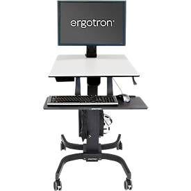 Steh-Sitz-Arbeitsplatz Ergotron WorkFit-C 24-216-085, Monitor bis bis 30', bis 12,7 kg, höhenverstellbar, Tastatur- und Mausablage, VESA, schwarz-grau