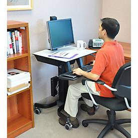 Steh-Sitz-Arbeitsplatz Ergotron WorkFit-C 24-216-085, Monitor bis bis 30', bis 12,7 kg, höhenverstellbar, Tastatur- und Mausablage, VESA, schwarz-grau