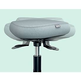 Steh-/Sitzhocker Leitz Ergo Active, ergonomisch, höhenverstellbar, gepolsterter Balance-Komfortsitz, Stoffbezug, 5 Rollen, Ø 600 x H 470-600 mm, grau-schwarz