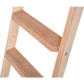 Stehleiter Krause, beidseitig, TRBS 2121-2, mit Eimerhaken, 2 x 7 Stufen/Sprossen, Holz