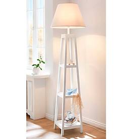 Stehleuchte Chap - Stehlampe - Regal - Holz - Stoffschirm - Weiß - Höhe ca. 162 cm