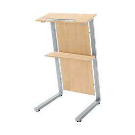 Stehpult SSI Schäfer, Stahlrohr/Spanplatte, B 590 x T 620 x H 1120/1060 mm, Ahorn