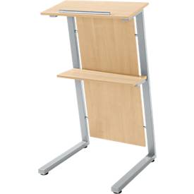 Stehpult SSI Schäfer, Stahlrohr/Spanplatte, B 590 x T 620 x H 1120/1060 mm, Eiche