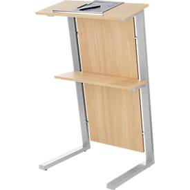 Stehpult SSI Schäfer, Stahlrohr/Spanplatte, B 590 x T 620 x H 1120/1060 mm, Eiche