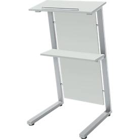 Stehpult SSI Schäfer, Stahlrohr/Spanplatte, B 590 x T 620 x H 1120/1060 mm, lichtgrau