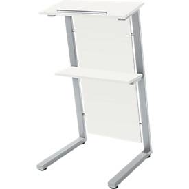 Stehpult SSI Schäfer, Stahlrohr/Spanplatte, B 590 x T 620 x H 1120/1060 mm, weiss