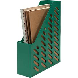 Stehsammler KARMA, DIN A4/C4, 100% Recyclingmaterial, B 76 x T 246 x H 315 mm, H vorne: 148 mm, öko-grün