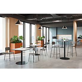 Stehtisch Paperflow Mezzo, melaminharzbeschichtete MDF-Platte, Stahlgestell, rund Ø 600 x H 1100 mm, weiß/mattschwarz