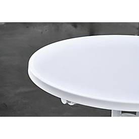 Stehtisch Quickstep, inklusive weißer Husse, ohne Sonnenschirmöffnung, desinfektionsmittelbeständig, Ø 700 mm, weiß