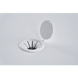 Stehtisch Quickstep mit Sonnenschirmöffnung, desinfektionsmittelbeständig, Ø 850 mm, weiß