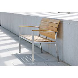 2-Sitzer Bank Savona, wetterfest, Gestell Edelstahl, Beplankung Teak