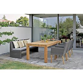 Sessel Pep, Kunststoff-Geflecht mit Teak Beinen, inklusive Sitzkissen