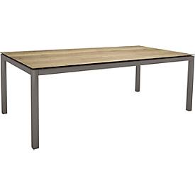 Tisch, Aluminium Vierkantrohr, Platte Silverstar Touch Tundra toffee