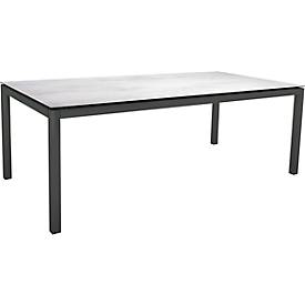 Tisch, Gestell Aluminium Vierkant, Tischplatte Silverstar 2.0 Zement