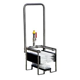 Stiefelreiniger ECO CEMO, mit drei festen Bürsten, Rahmen aus Edelstahl, B 33 x H x 82 x T 33 mm