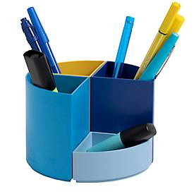 Stiftebox Exacompta BEE BLUE The Quarter, modulare Kreisform, 3 gleich hohe & 1 niedriges Viertel, stapelbar, Kunststoff, mehrfarbig