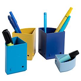 Stiftebox Exacompta BEE BLUE The Quarter, modulare Kreisform, 3 gleich hohe & 1 niedriges Viertel, stapelbar, Kunststoff, mehrfarbig