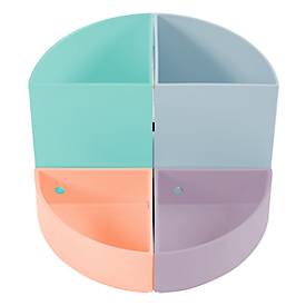 Stiftebox Exacompta THE QUARTER Aquarel, modulare Kreisform, 2 gleich hohe & 2 gleich niedrige Viertel, stapelbar, Kunststoff, mehrfarbig