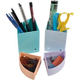 Stiftebox Exacompta THE QUARTER Aquarel, modulare Kreisform, 2 gleich hohe & 2 gleich niedrige Viertel, stapelbar, Kunststoff, mehrfarbig