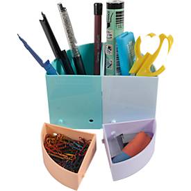 Stiftebox Exacompta THE QUARTER Aquarel, modulare Kreisform, 2 gleich hohe & 2 gleich niedrige Viertel, stapelbar, Kunststoff, mehrfarbig