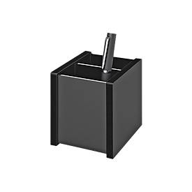 Stiftebutler black office, 2 Fächer, Acrylglas, schwarz, mit Gummifüßen