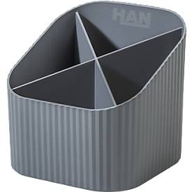 Stiftehalter HAN Karma, 4 unterschiedlich hohe Fächer, B 111 x H 105 x T 111 mm, recycelter Kunststoff, grau