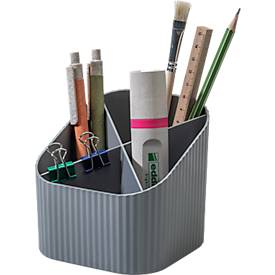 Stiftehalter HAN Karma, 4 unterschiedlich hohe Fächer, B 111 x H 105 x T 111 mm, recycelter Kunststoff, grau