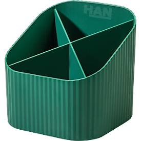 Stiftehalter HAN Karma, 4 unterschiedlich hohe Fächer, B 111 x H 105 x T 111 mm, recycelter Kunststoff, grün